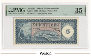 5 Гульденов 1960 Кюрасао PMG 35 EPQ